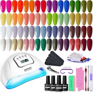 $30 JODSONE Gel Nail Polish Kit with U V Light 32 Colors with Base Coat Matte Glitter Top Coat Gel Nail Set Manicure Salon Tools