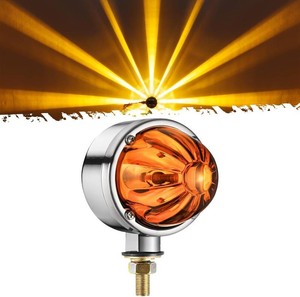 $50 Partsam 1x Glass Watermelon Light Single-Face Amber LED Turn Signal Marker Light, Zinc Alloy Housing Amber Lens Post Mount for Peterbilt Freightliner Semi Truck Trailer, 12V