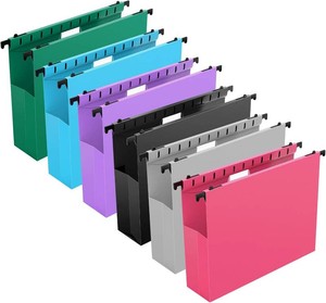 $28 Extra Capacity Plastic Hanging File Folders,12 Pack,Letter, 6 Colors