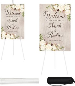 $27 2 Pcs Lightweight Easel Stand, 66 Inch, White, with Carry Bags