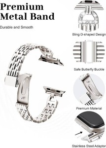 $20 JR.DM Slim Bracelet with Bling Case Compatible with Apple Watch Bands 44mm  Cover for Women, Dressy D-Shaped Stainless Steel Replacement Strap for iWatch Series 654SE Starlight