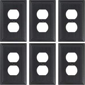 6-Pack Classic Beadboard Natural Bamboo Fiber Duplex Outlet Cover Plate,