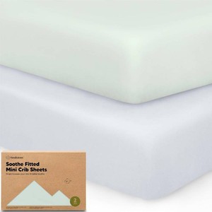2-Pack Mini Crib Sheets Fitted, 38x26 Pack N Play Mattress Sheets (Cove)