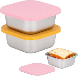 2 Pack Stainless Steel Sandwich Containers & Box, Food Storage, PinkYellow