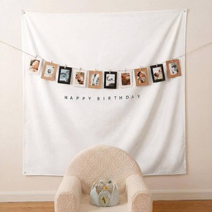 Happy Birthday Backdrop Tapestry 59x59 Minimalist Fabric Birthday Banner