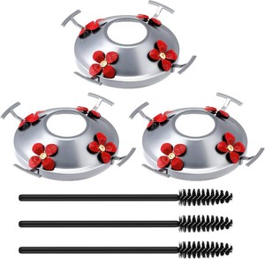 Geelin 3 Pack Hummingbird Feeder Replacement Parts, Metal Cover, Silver
