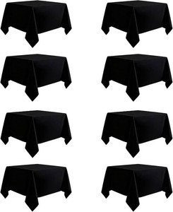 $34 Black Square Tablecloth 54 x 54 Inch, 8 Pack