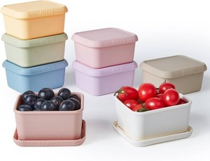 $24 ISSEVE 8Pack 8oz Silicone Snack Containers for Kids with Lids, Reusable