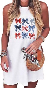 American Flag Tank Dress for Women 4th of July Patriotic Graphic Sleeveless Mini Dress Casual Vacation Short Dresses Size Large
