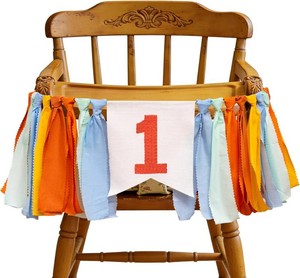 Rainbow Fall First Birthday High Chair Banner Colorful Banner