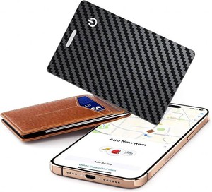 $20 Apple MFi Certified Wallet Tracker Card with Apple Find My (iOS Only) Rechargeable Air Tracker Tags Bluetooth Wallet Finder IP68 Waterproof GPS Tracker Item Finder for Keys, Bags, Passport Black
