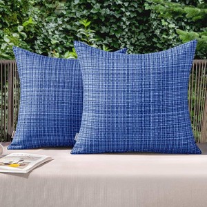 $21 MIULEE Outdoor Waterproof Pillow Covers Pack of 2 16x16 Inch Blue
