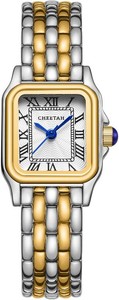 $26 CHEETAH Gold Watches for Women with Small Vintage Bracelet, Rectangular Case Roman Dial