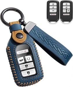 Key Fob Cover, Leather Case, for Honda Accord Civic CR-V, Blue
