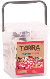 $26 Terra by Battat Farm Animal Figurines, Country World 60pc Bucket, Animals