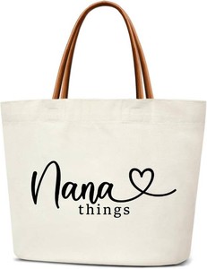 Tote Bag For Women Large Shoulder Canvas Tote Bag with Leather Handles Reusable Grocery Bags for Vacation, Shopping