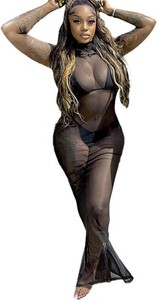$32 Kafiloe Women 3 Piece Swimsuit Halter Bikini Mesh Cover Up Set Size XXL