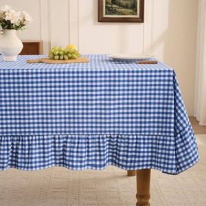 $37 Romanstile Gingham Ruffled Tablecloth Rectangle, 60 x 102 Inch, Blue