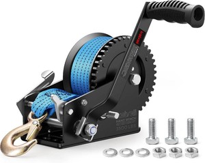 $50 Kolvoii 3500 lb Boat Trailer Winch, 33 ft Strap, 2-Speed 4181, Blue