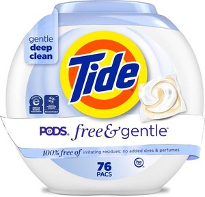 $20 Tide PODS Free & Gentle Laundry Detergent, 76 Count, Trusted, Gentle Laundry Detergent Pods, 100% Free of Irritating Residues No Added Dyes and Perfumes