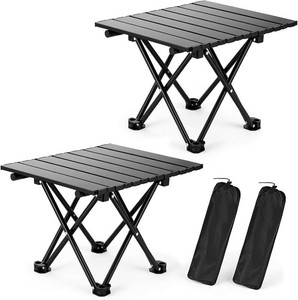 $33 2 Pack Camping Table Foldable, Portable Folding Beach Table, Black-S