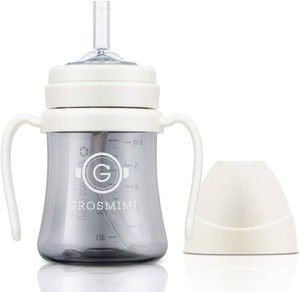 $24 GROSMIMI Spill Proof no Spill Magic Sippy Cup with Straw with Handle for Baby and Toddlers, Customizable, PPSU, BPA Free 6 oz (White)