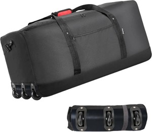 $27 Finnhomy 120L Foldable Rolling Duffel Bag with 3 Wheels, Light Weight Travel Duffel bag with Large Loading Capacity, 32 Rolling Duffel bag with Shoulder Strap