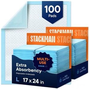 $25 Chucks Pads Disposable 100-Pack Multi-Purpose Pee Pads - Incontinence Underpads for Dog, Puppy & Diaper Changing Table Pad for Baby 17 x 24 Bed & Chair Liners - Pet Potty Training Pads