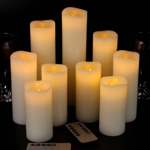 $24 Flameless Candles Battery Operated Candles Real Wax Pillar LED Candles with 10-Key Remote and Cycling 24 Hours Timer (Ivory 4 5 6 7 8 9)