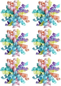 6PCS Pastel Self-Adhesive Curly Bows, 6 Pre-Made Bows for Gift Wrap, Soft Hues Ribbon Bow for Basket Decoration, for Wine Bottle, Present Bow for Birthday, Party, Anniversary(Macaron, 6 inches)
