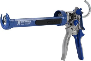 $35 Newborn 360-DT Dual-Thrust Industrial Caulking Gun, 10 oz Cartridge, Adjustable 121 & 261 Ratio, Drip-Free, Revolving Barrel with Built-in Scraper, Spatula, Cutter, Poker, and Caulk Plug