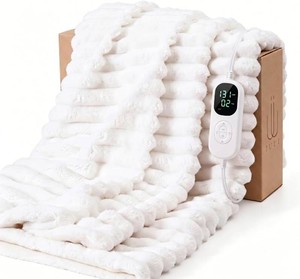 $60 IUUI Heated Throw(50 x 60) Blanket, Ultrasoft 3D Striped Electric Blanket