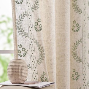 $70 jinchan Floral Lined Linen Curtains 96 Inch Farmhouse Back Tab 2 Panels