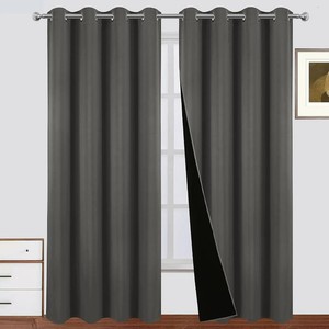 $29 100% Blackout Curtains 52 x 84 InchGrey Curtains Set of 2 Panels Thermal Insulated Room Darkening Bedroom Curtains