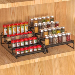 $26 2 Pack Spice Rack Organizer for Cabinet, 4 Tier Black (S&L) Seasoning Organizer Rack for Inside Cabinets, Countertop, Pantry Storage