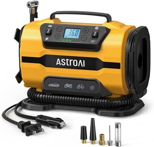 $66 AstroAI Tire Inflator Portable Air Compressor, 12V DC120V AC Dual Power