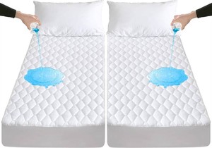 $45 Waterproof Split King Mattress Protector for Adjustable Beds, Breathable Noiseless Split King Mattress Pad Cover, 6-18 Inches Deep Pocket, White