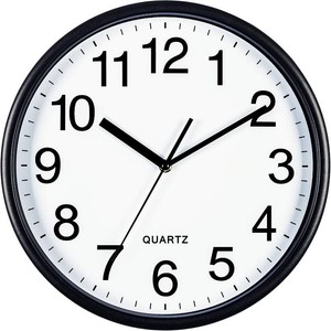 $20 Bernhard Products Black Wall Clock, Large 13-Inch Silent Non Ticking Quartz Battery Operated Round Easy to Read ClassroomHomeSchoolOffice Clock