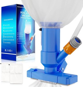 2026 Upgraded Pool Vacuum Cleaner for Above Ground Pool, 52 Telescopic Pole Jet Underwater Cleaner with 3 Scrub Brushes, Portable for Spa Fountain Pond (Ocean Blue, Summer)