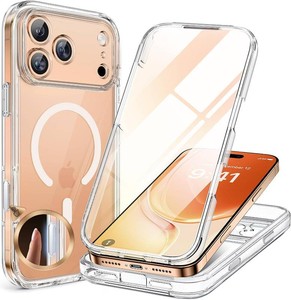 $27 Miracase for iPhone 17 Pro Max Case 6.9 Full-Body Phone Case with Built-in Glass Screen Protector& Full Camera Protector,Magnetic with MagSafe Drop Proof 17 ProMax Cover, Clear