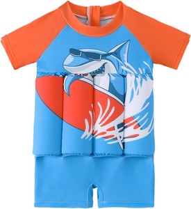 $33 Toddler Floatation Swimsuit Boys 1-6T, One Piece Float Suit with Built-in Floats, UPF 50 Floating Bathing Suit