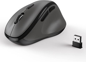 Ergonomic Wireless Mouse with USB Receiver for PC Computer, Laptop and Desktop, Ergo Vertical Mouse with Silent Clicks Long Battery Life, Up to 1600 DPI & 1 AA Battery Powered, Grey