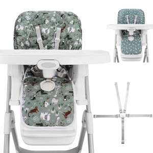 $27 Baby High Chair Cover Replacement, Reversible & Waterproof High Chair Cushion Pad Home & Restaurant use, Includes 5-Point Harness Strap, Chair Not Included (Dark Green)