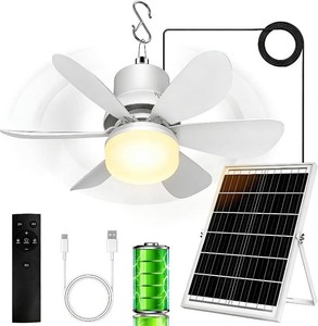 $56 Solar Fan for Gazebo with Light  Solar Powered Ceiling Fan with Remote