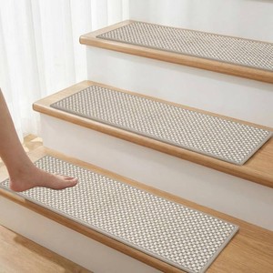 $56 Stair Treads for Wooden Steps Indoor 9 X 30,15pcs Adhesive Treads Stair Non-Slip Linen Carpet Stair Treads Peel and Stick Stair Runner Rugs for Kids Elders and Pet