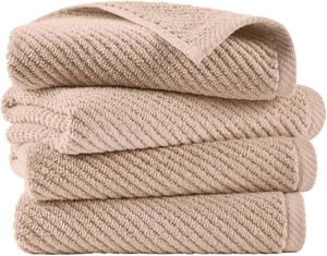 $31 Madison Park 100% Zero Twist Cotton 4 Piece Bathroom Hand Towels, Beige