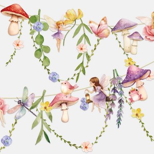Fairy Party Banner, Fairy First Birthday Party Decorations, Flower Banner