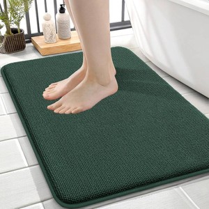 $31 OLANLY Memory Foam Small Bathroom Rugs 24x16, Absorbent Mat, Blackish Green