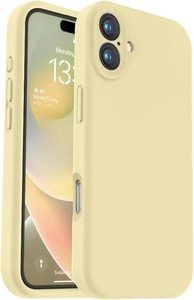 Vooii Compatible with iPhone 16 Case, Liquid Silicone Upgrade Camera Protection Soft Anti-Scratch Microfiber Lining Shockproof Phone Case for iPhone 16 6.1 inch - Creamy Yellow