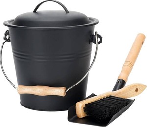 $27 Mini Ash Bucket with Lid, Fireplace Ash Bucket - Black